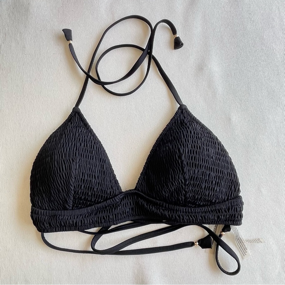 Victoria's Secret Black Bikini TopTextured fabric Corset closure in the backSzXL